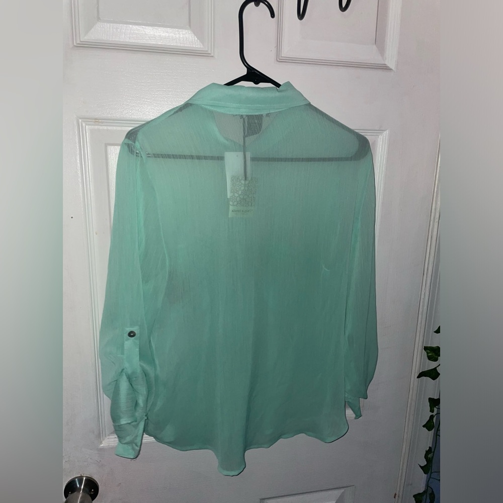 About A Girl Teal Button Up Top - Picture 7 of 8
